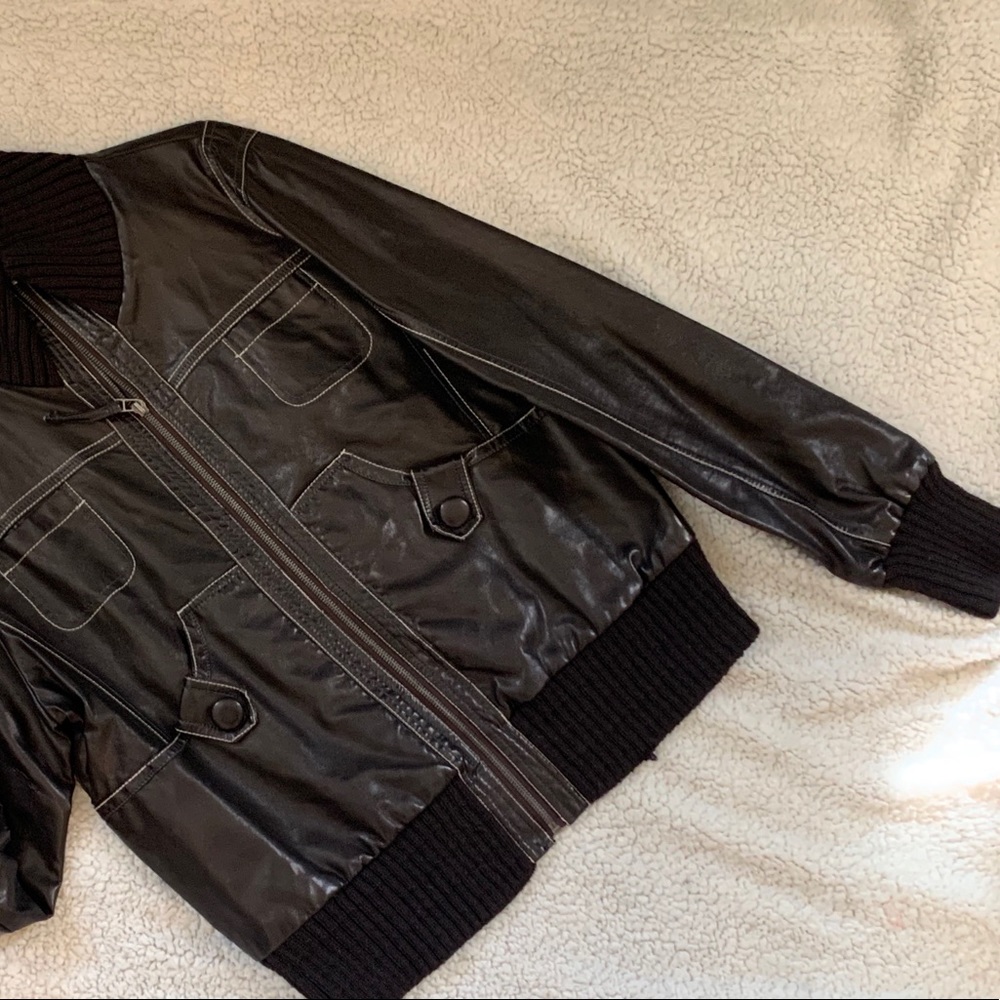 XHILARATION : Faux Leather Bomber Jacket